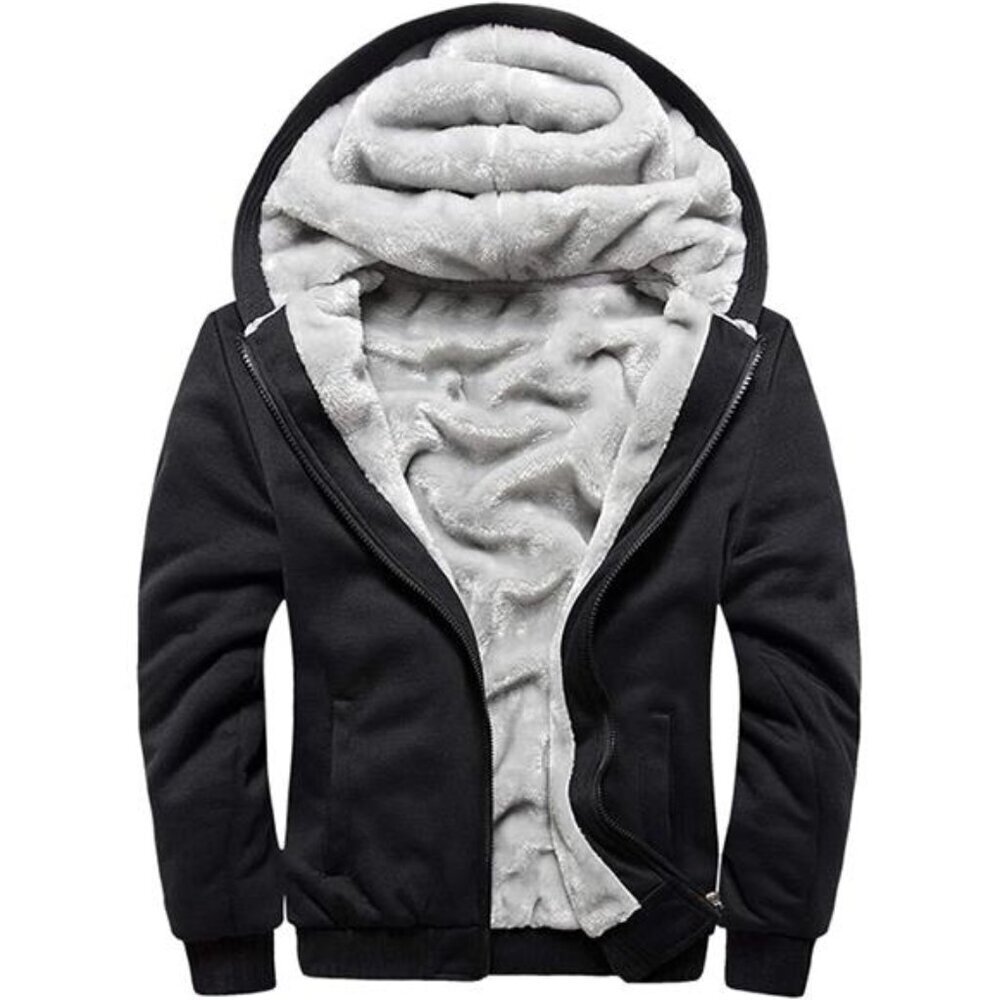 Fleece Pullover Hoodie Jacket Men Winter Warm Full Zip